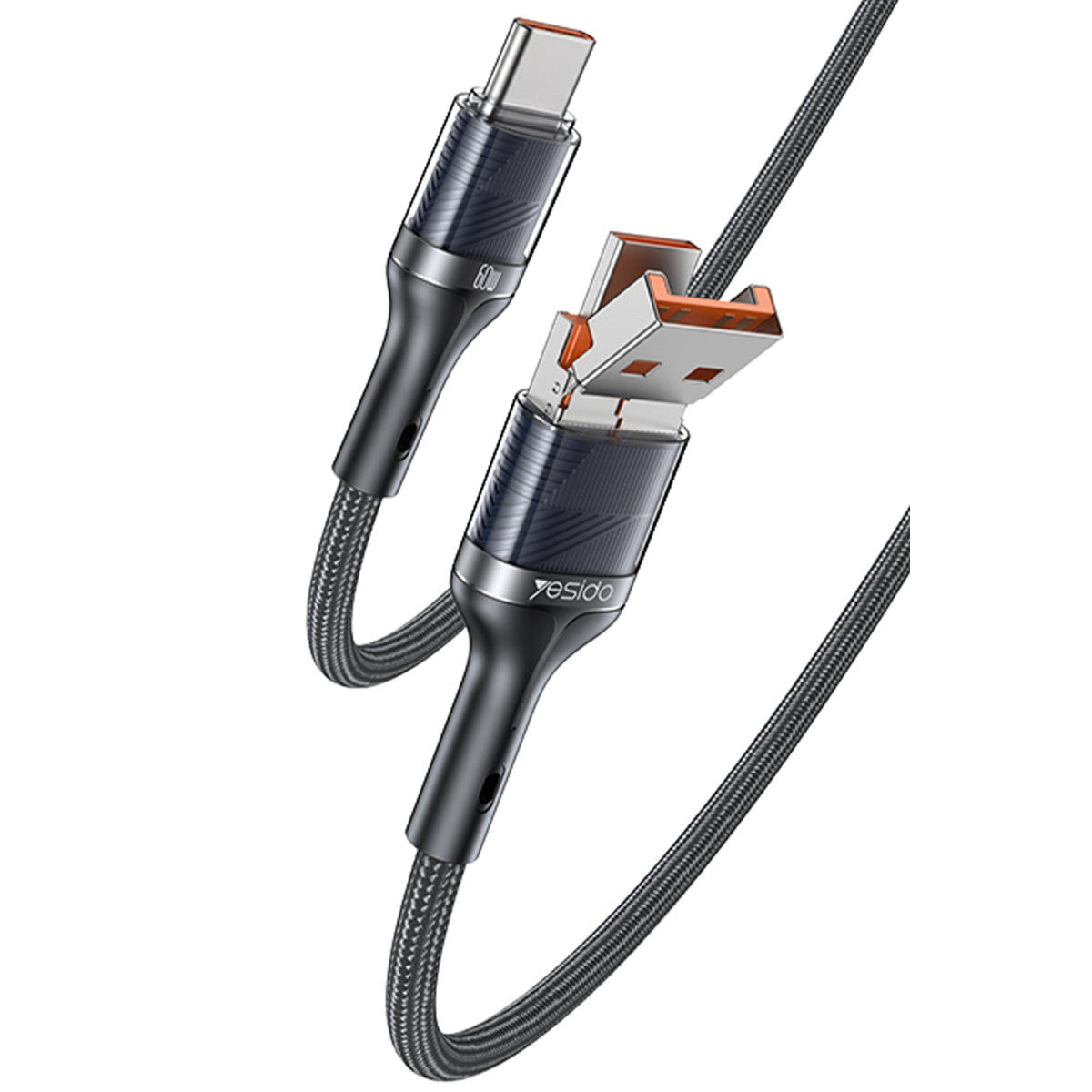 Yesido CA165C 1.2M 2in1 Bir Ucu USB ve Type-C to Type-C PD Hızlı Şarj Kablosu